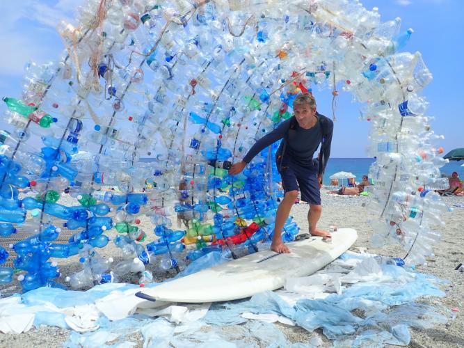 The plastic wave - Noli, Italy, during windsurf round Europe journey