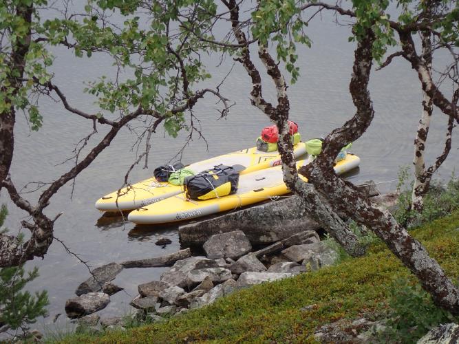 Moored up next to a moraine outcrop